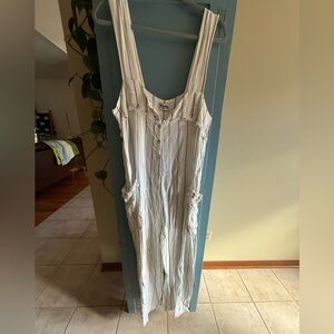 Show Me Your MuMu White Striped Jumpsuit Swim Cover up size XL
